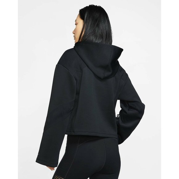 Nike Fringe Training Hoodie Cropped Black Medium - Picture 3 of 7